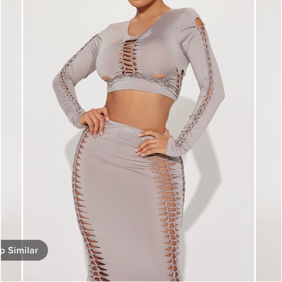 Fashion Nova Gray Maxi Skirt Set - Picture 3 of 5